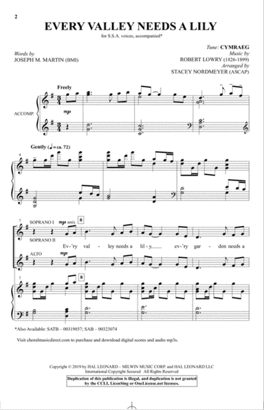 Every Valley Needs A Lily (arr. Stacey Nordmeyer)