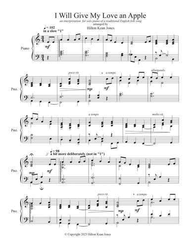 I Will Give My Love an Apple (piano solo)