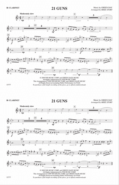 21 Guns: 1st B-flat Clarinet