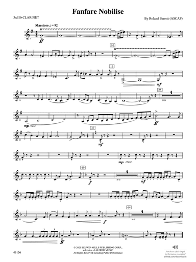 Fanfare Nobilise: 3rd B-flat Clarinet