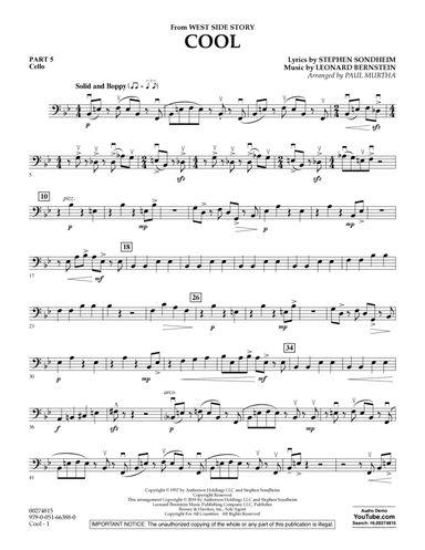 Cool (from West Side Story) (arr. Murtha) - Pt.5 - Cello