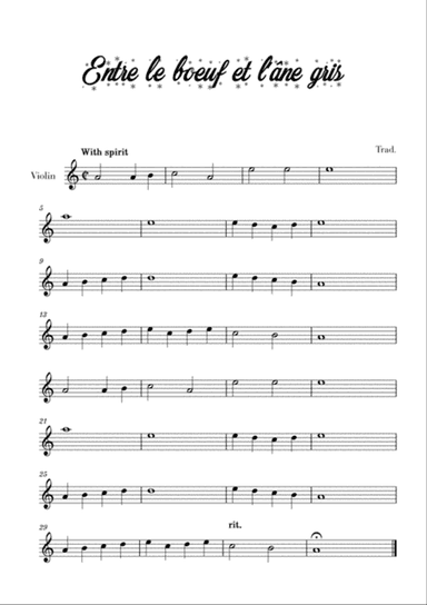 Entre le bœuf et l'âne gris (for Violin)