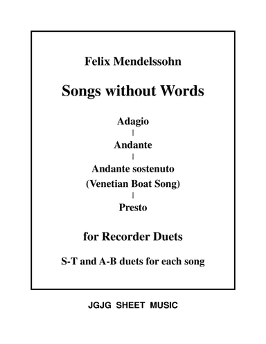 Four Songs Without Words for Recorder Duets