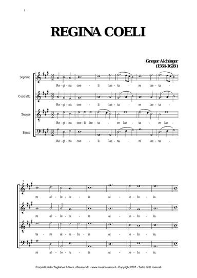 REGINA COELI LAETARE - G. Aichinger - for SATB Choir