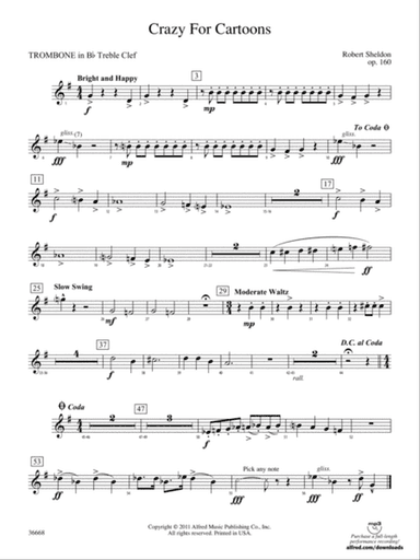 Crazy for Cartoons: (wp) 1st B-flat Trombone T.C.