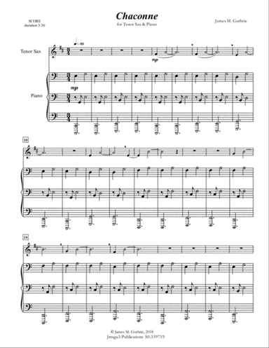 Guthrie: Chaconne for Tenor Sax & Piano