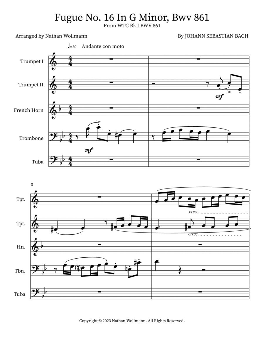 Fugue No. 16 In G Minor, Bwv 861