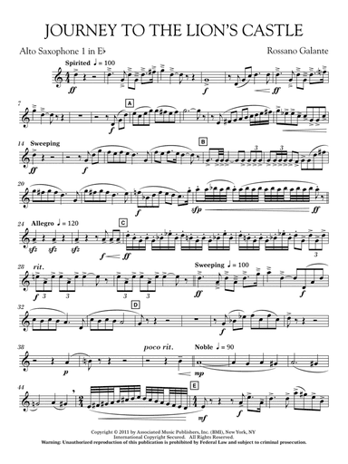 Journey to the Lion's Castle - Eb Alto Saxophone 1