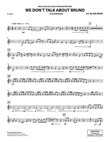 We Don't Talk About Bruno (from Encanto) (arr. Seb Skelly) - F Horn