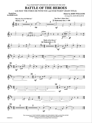 The Battle of the Heroes (from Star Wars®: Episode III Revenge of the Sith): WP 1st Horn in E-flat
