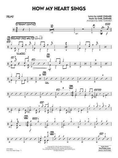 How My Heart Sings (arr. Mike Tomaro) - Drums