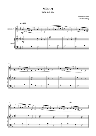 Minuet - Bach for Horn