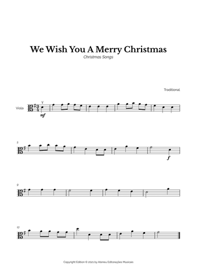 We Wish You A Merry Christmas for Easy Viola Solo