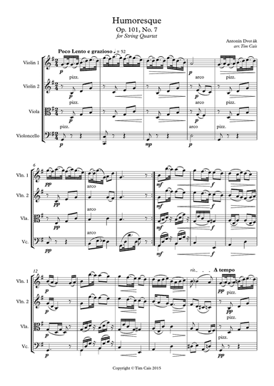 Dvořák: Humoresque No. 7 - String Quartet