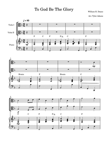 To God Be The Glory (Viola Duet and Piano)