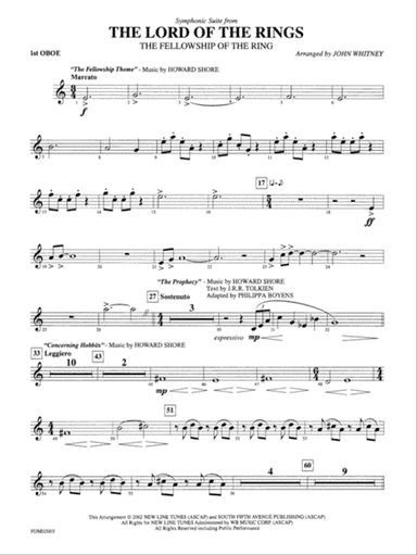 The Lord of the Rings: The Fellowship of the Ring, Symphonic Suite from: Oboe