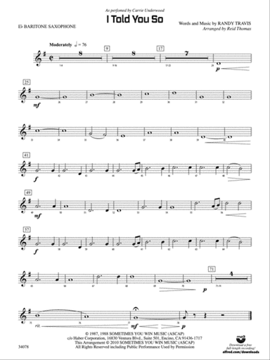 I Told You So: E-flat Baritone Saxophone
