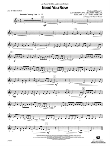 Need You Now: 2nd B-flat Trumpet