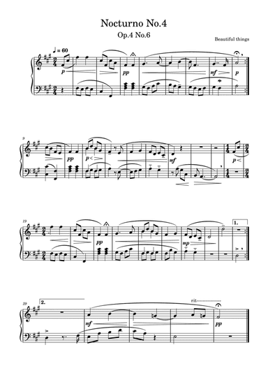 Nocturno No.4-Beautiful things Op.4 No.6