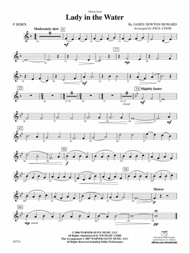Lady in the Water: 1st F Horn