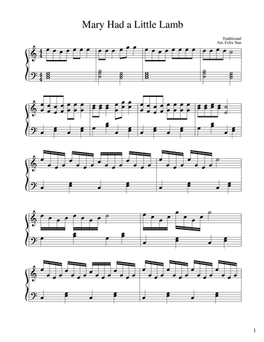 Mary Had a Little Lamb (Piano Solo)