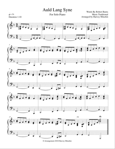 Auld Lang Syne for Solo Piano
