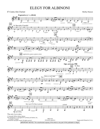 Elegy For Albinoni - Eb Contra Alto Clarinet