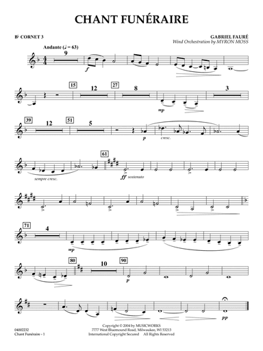 Chant Funeraire (arr. Myron Moss) - Bb Cornet 3