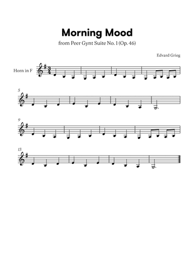 Edvard Grieg - Peer Gynt Suite Morning Mood (for French Horn Solo)