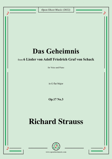 Richard Strauss-Das Geheimnis,in G flat Major,Op.17 No.3