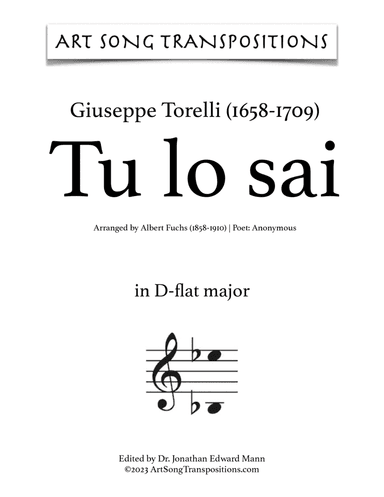TORELLI: Tu lo sai (transposed to D-flat major and C major)