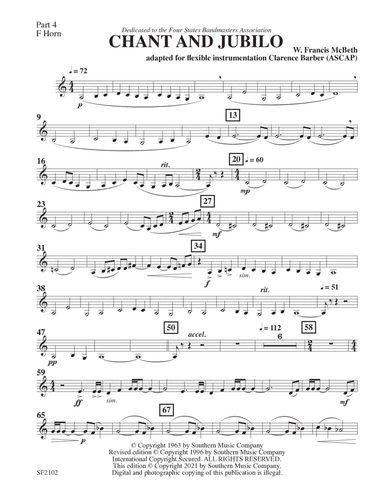 Chant and Jubilo - Horn 4 in F