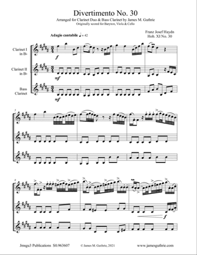 Haydn: Divertimento No. 30 for Clarinet Trio