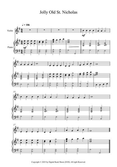 Jolly Old St. Nicholas (Violin + Piano)