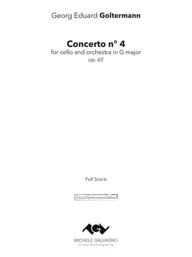 Cello Concerto n° 4, op. 65 in G major - Critical Edition - Performing material