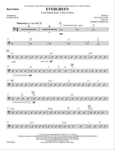 Evergreen (Love Theme from A Star Is Born): Electric Bass