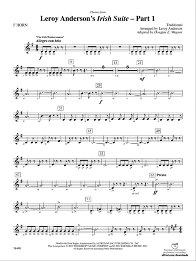 Leroy Anderson's Irish Suite, Part 1 (Themes from): 1st F Horn