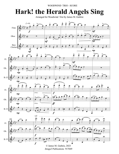 Hark! the Herald Angels Sing for Woodwind Trio