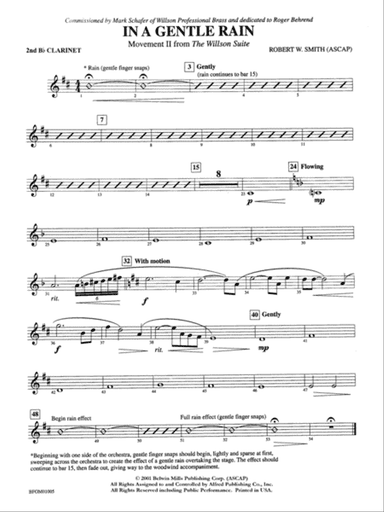 In a Gentle Rain (Movement II from the Willson Suite): 2nd B-flat Clarinet