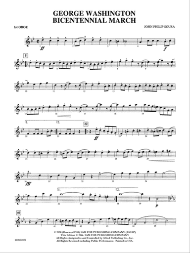 George Washington Bicentennial March: Oboe