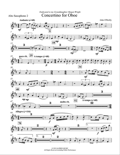 Concertino for Oboe: 2nd E-flat Alto Saxophone