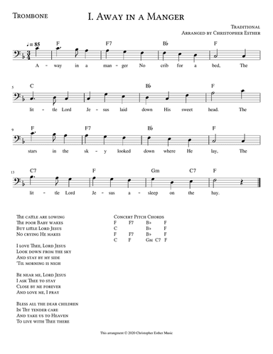 Away in a Manger for Trombone