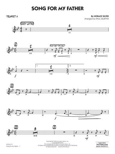 Song For My Father (arr. Paul Murtha) - Trumpet 4
