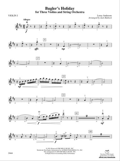 Bugler's Holiday for Three Violins and String Orchestra: 1st Violin