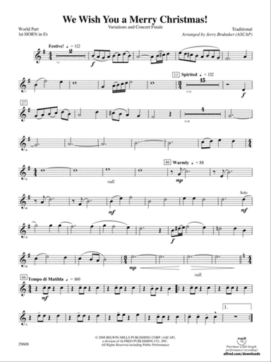 We Wish You a Merry Christmas!: (wp) 1st Horn in E-flat