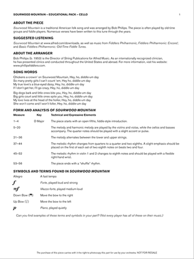 Sourwood Mountain: Cello Educational Pack