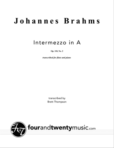 Intermezzo in A, opus 118 no 2 arranged for flute and piano