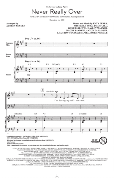 Never Really Over (arr. Audrey Snyder)