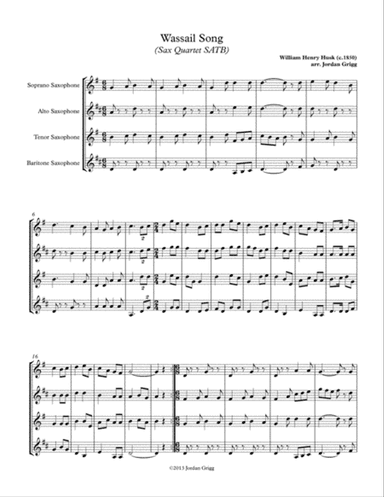 Wassail Song (Sax Quartet SATB)