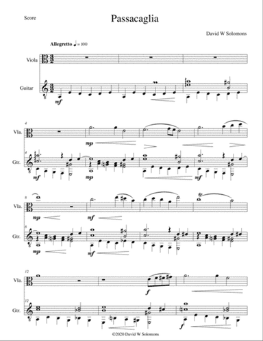 Passacaglia for viola and guitar